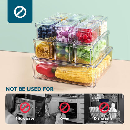 10 Pack Fridge Organizers and Storage, Clear Fridge Organizer Stackable
