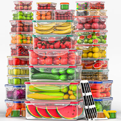 5 Pack Large Fruit Storage Containers for Fridge with Removable Colander
