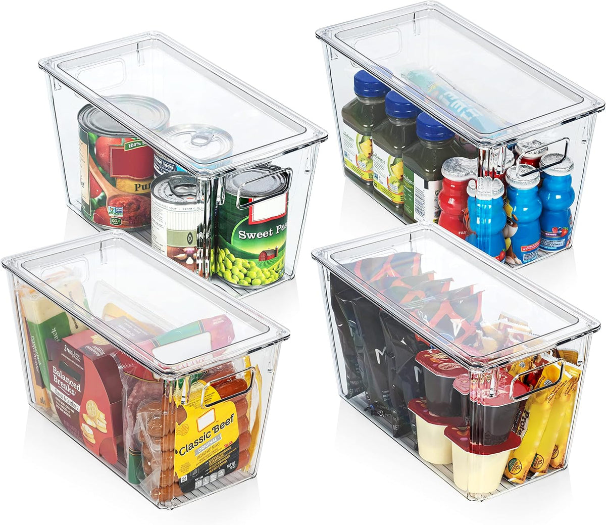 ClearSpace Plastic Storage Bins with Lids for Pantry & Fridge, 4 Pack