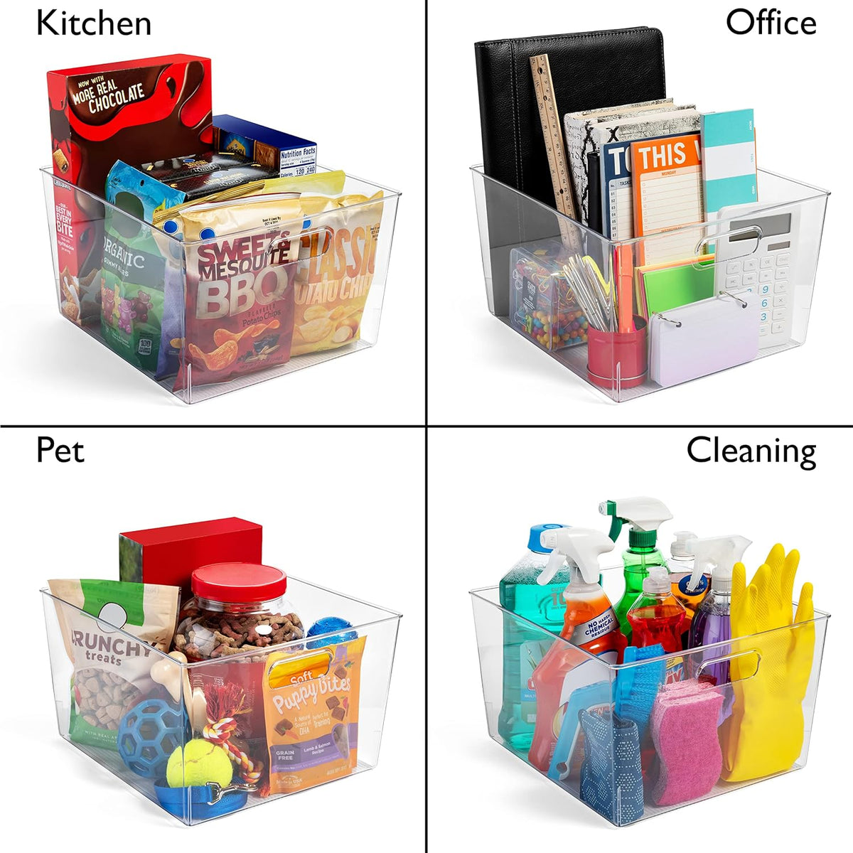 ClearSpace Clear Plastic Storage Bins for Kitchen, Fridge, Pantry, 2 Pack
