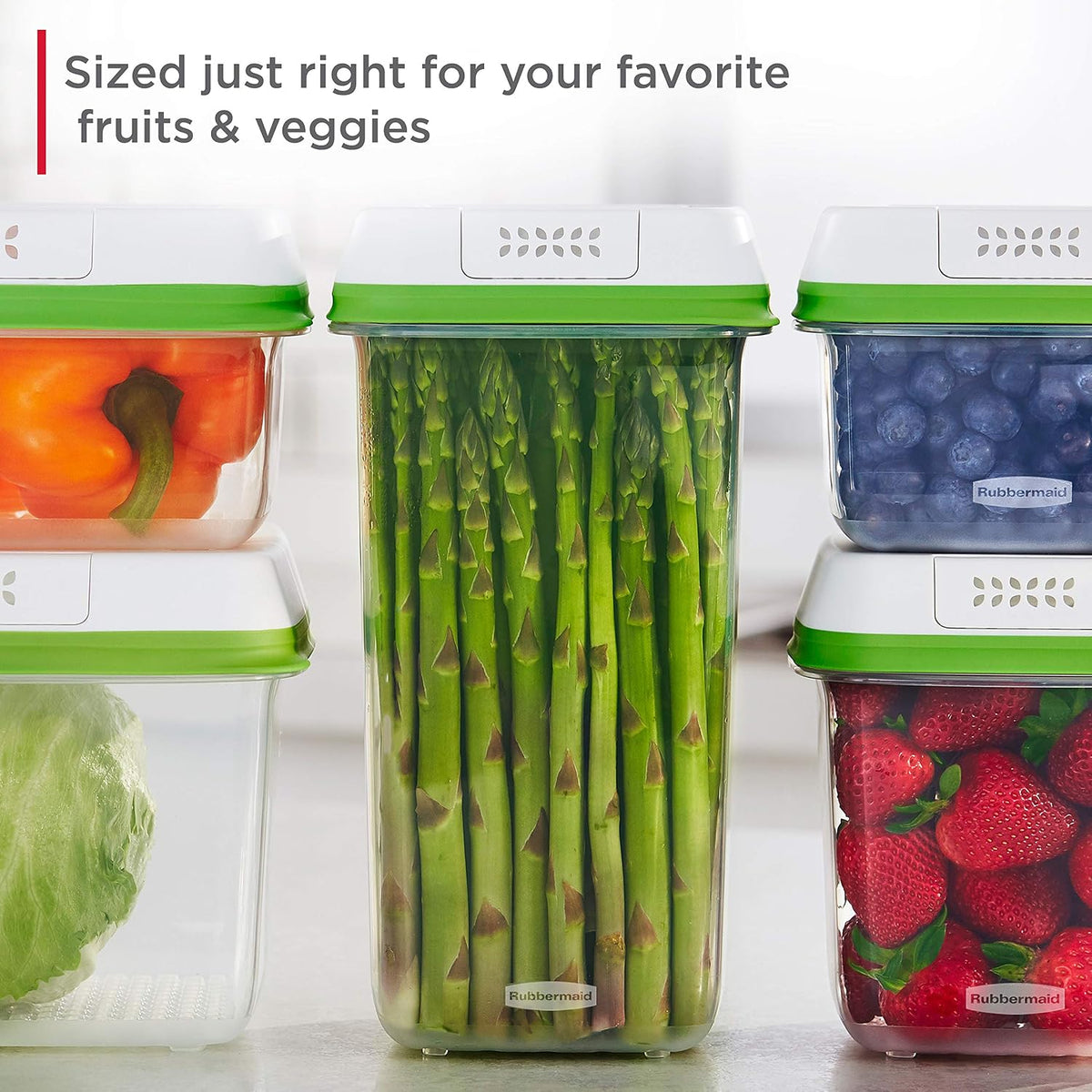 Rubbermaid FreshWorks Produce Saver, Large Produce Storage Containers, 4 Piece Set