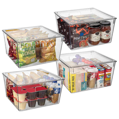 ClearSpace Plastic Storage Bins with Lids for Pantry & Fridge, 4 Pack